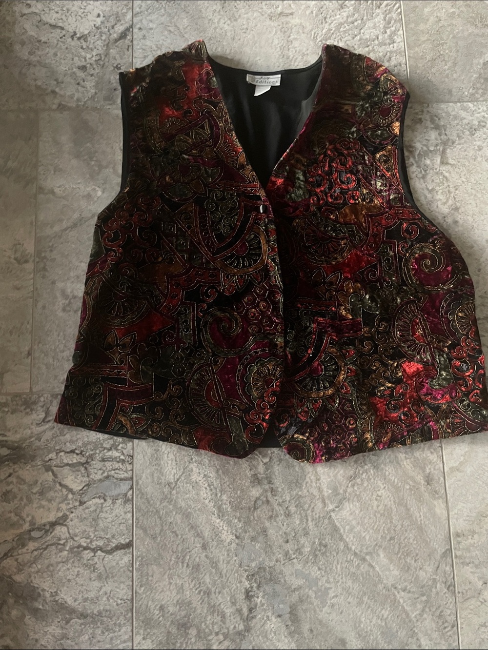 Paisley Velvet Brocade Vest in Red and Black